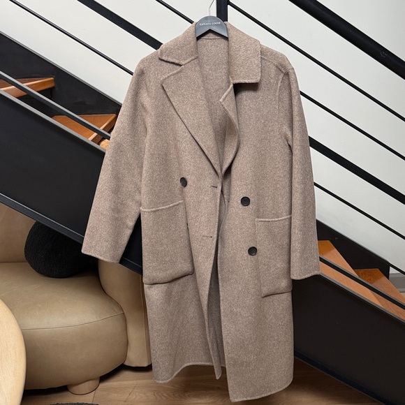 Zara Women's Double-Breasted Wool Blend Tan Coat - Picture 2 of 4